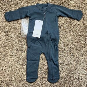 NWT Goumi Kids Midnight Baby Footie SZ 0-3mo Blue Bamboo Zippy Sleeper